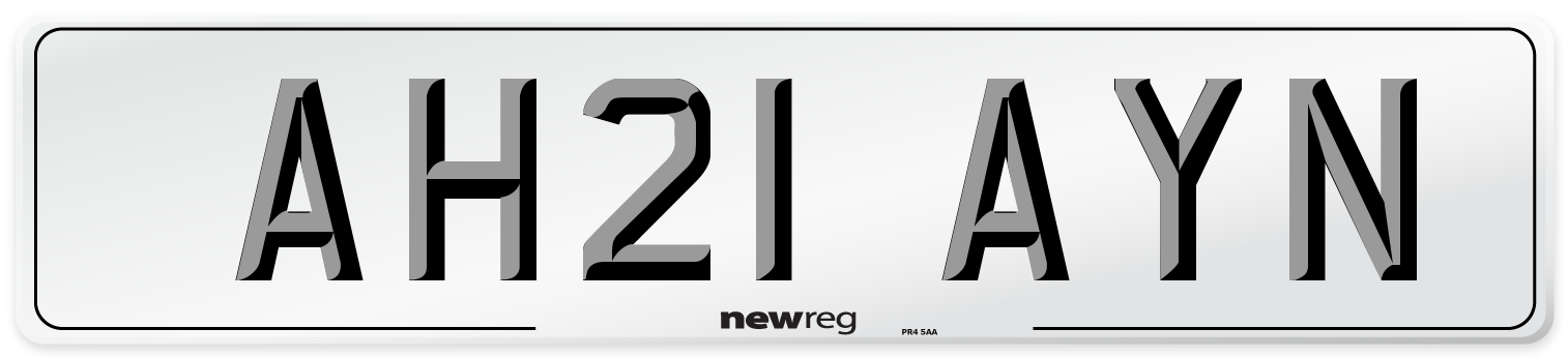 AH21 AYN Number Plate from New Reg